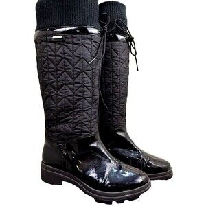 Rockport Waterproof Black 7.5‎ HydroShield Lug Snow Boots Fleece Lined Quilt Zip